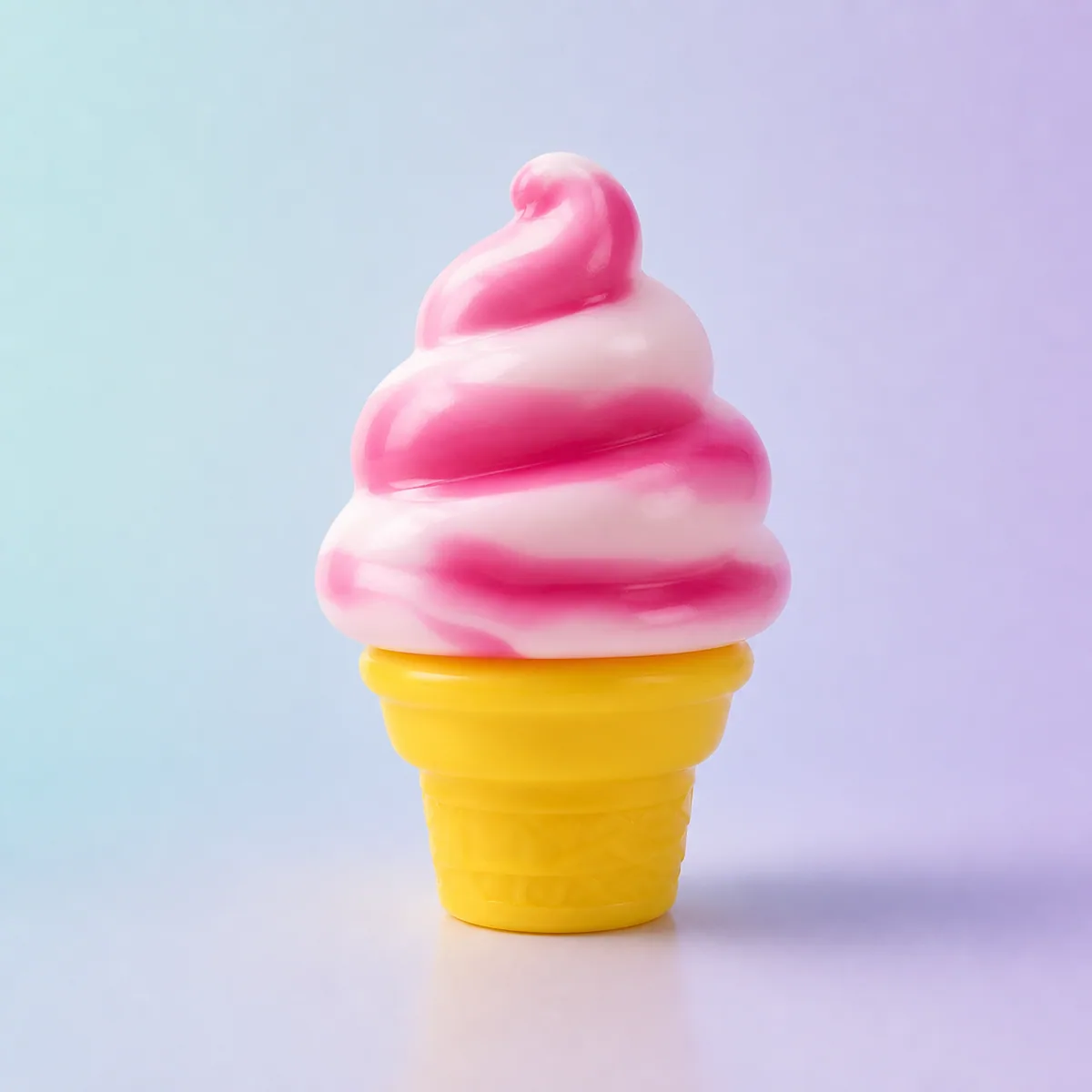 Soft-Serve Ice Cream Slow-Rise Squishy, Strawberry shown on a soft pastel studio background
